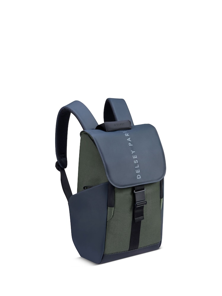 Delsey Paris Green Securflap 1-Cpt Backpack - Pc Protection 15" - Image 2 of 6 Delsey Paris Green Securflap 1-Cpt Backpack - Pc Protection 15" - Image 2 of 6