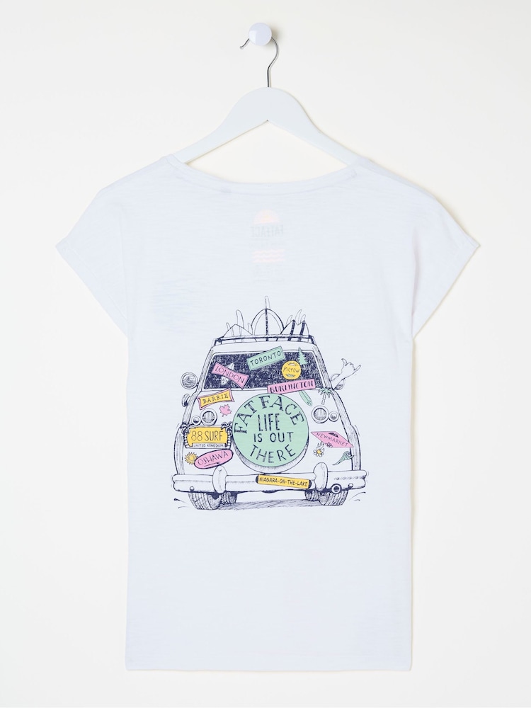 FatFace Aloa White Canada Car 100% Cotton T-Shirt - Image 2 of 2