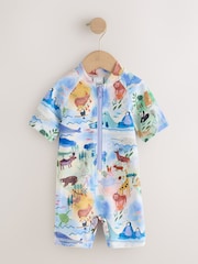 Blue Map Print Sunsafe Swimsuit (3mths-10yrs) - Image 1 of 4