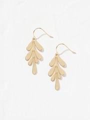 FatFace Gold Tone Copper & Black Leaf Drop Earrings - Image 1 of 2