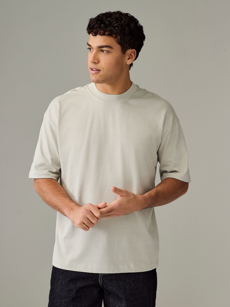 Blanc/noir/bleu marine - Oversize - Lot de 3 t-shirts épais - Image 2 of 12