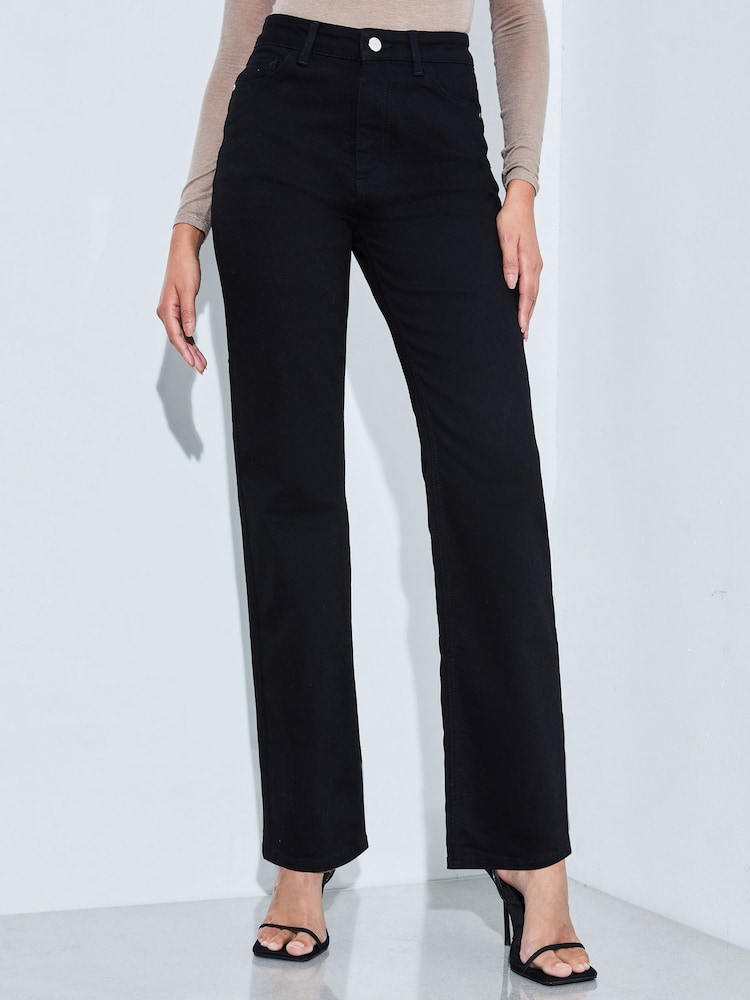Lipsy Black High Waist Straight Leg Jeans - Image 1 of 4