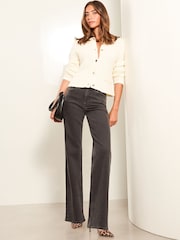 Lipsy Grey Mid Rise Wide Leg Jeans - Image 1 of 4