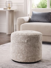 Silver Pouffe With Handles - Image 1 of 4