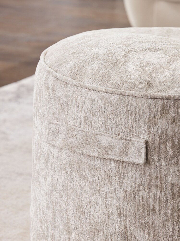 Silver Pouffe With Handles - Image 2 of 4