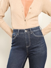 Dunkelblaue Waschung - Lipsy Straight-Jeans mit hohem Bund - Bild 3 von 4