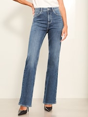 Lipsy Mid Wash Blue High Waist Slim Flare Jeans - Image 1 of 4