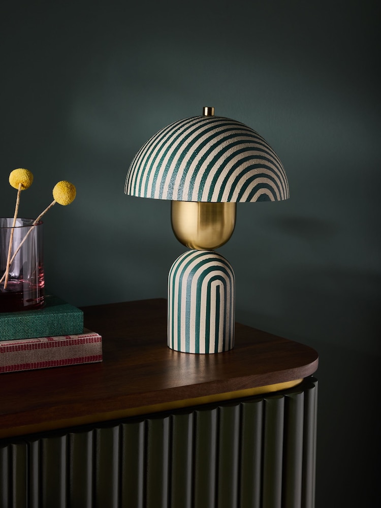 Clarke and Clarke Green Stripe Taryn Table Lamp - Image 1 of 5