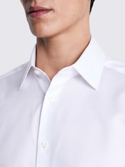 MOSS White Tailored Fit Pique 100% Cotton Shirt - Image 3 of 5