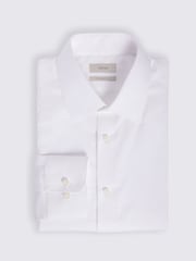 MOSS White Tailored Fit Pique 100% Cotton Shirt - Image 4 of 5