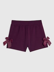 River Island Purple Premium Bow Runner Shorts - Image 1 of 4