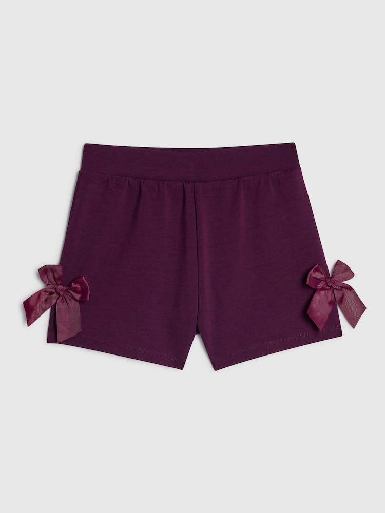 River Island Purple Premium Bow Runner Shorts - Image 1 of 4