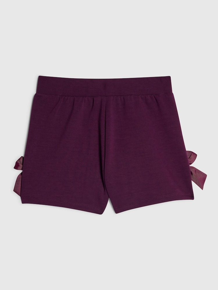 River Island Purple Premium Bow Runner Shorts - Image 2 of 4