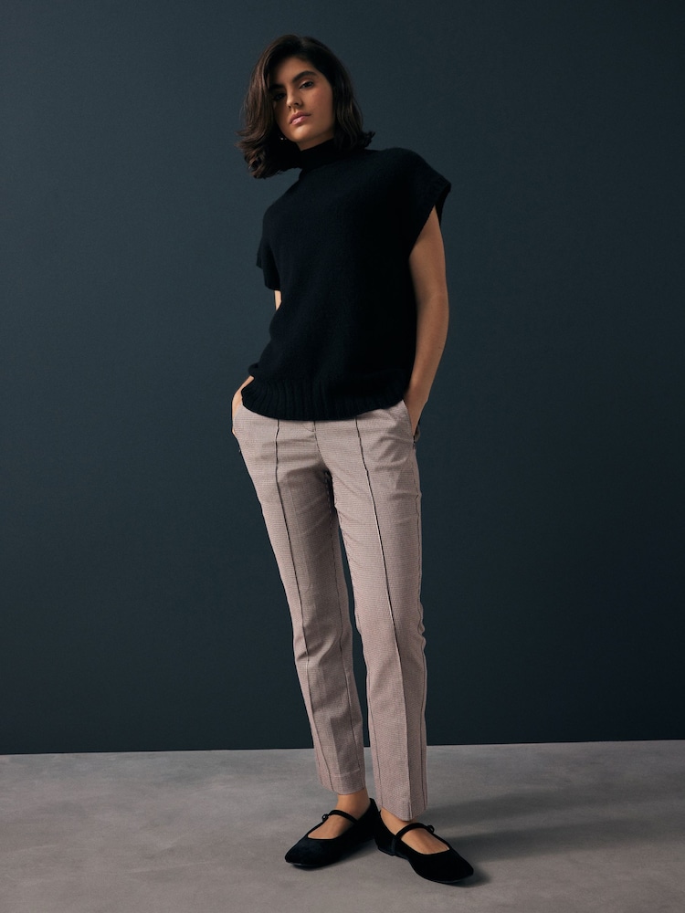 Brown Check Slim Sculpting Trousers - Image 1 of 8