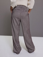 Burgundy/White Textured Herringbone Tapered Leg Trousers - Image 2 of 4
