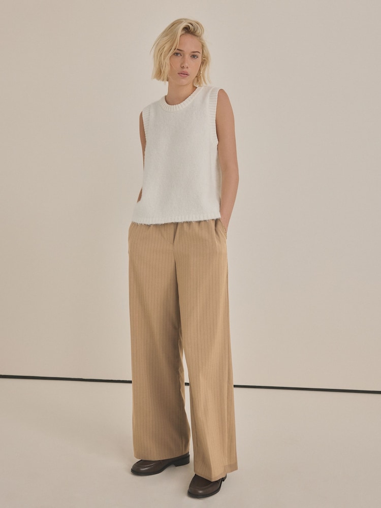 Neutral Drawstring Waist Tie Front Wide Leg Trousers - Image 1 of 8