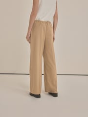 Neutral Drawstring Waist Tie Front Wide Leg Trousers - Image 3 of 8