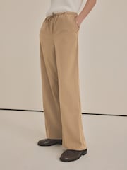 Neutral Drawstring Waist Tie Front Wide Leg Trousers - Image 4 of 8