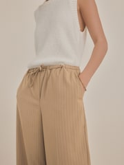 Neutral Drawstring Waist Tie Front Wide Leg Trousers - Image 5 of 8