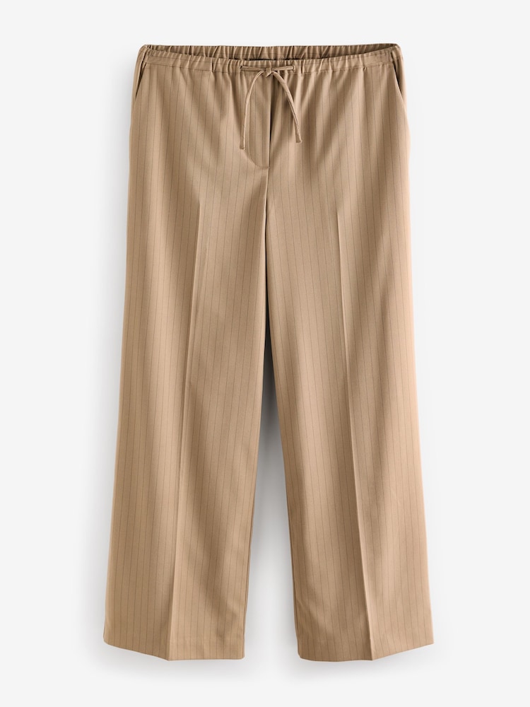 Neutral Drawstring Waist Tie Front Wide Leg Trousers - Image 6 of 8