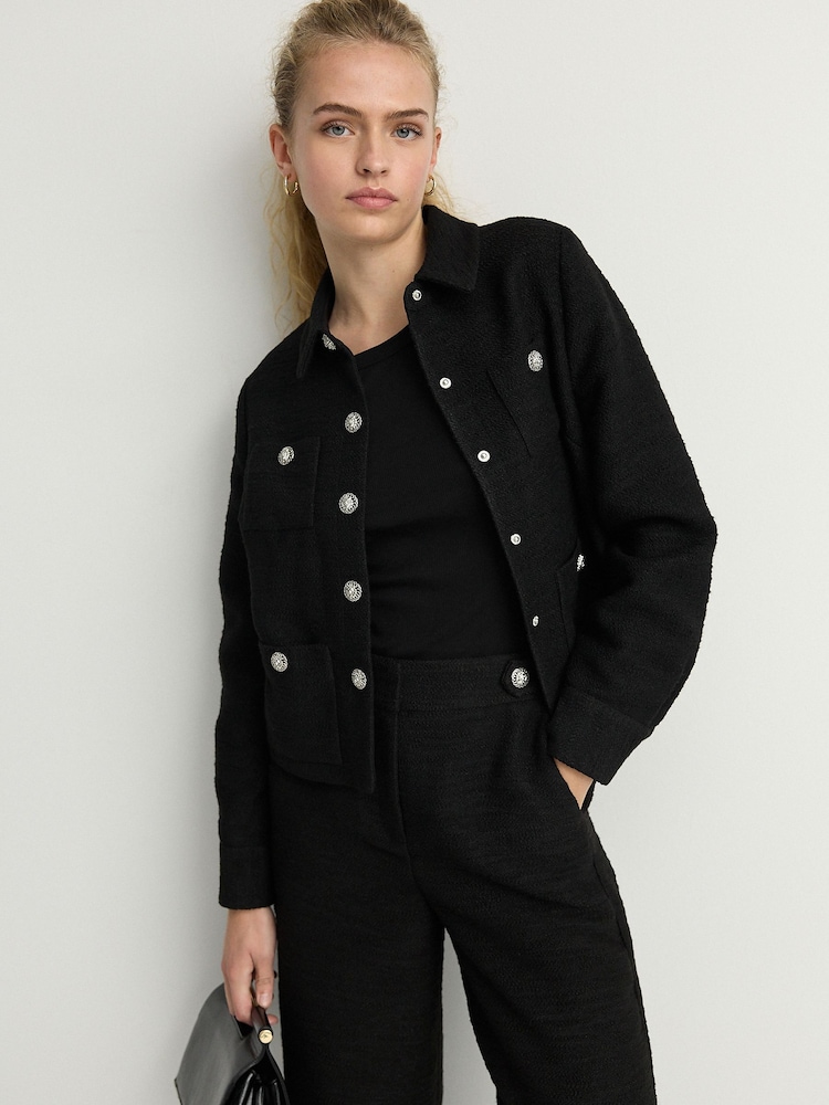 Noir - Pantalon large texturé Boucle - Image 4 of 7