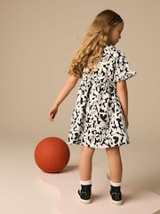 Black/White Stampy Short Sleeve Jersey Summer Dress (3-16yrs) - Image 3 of 8