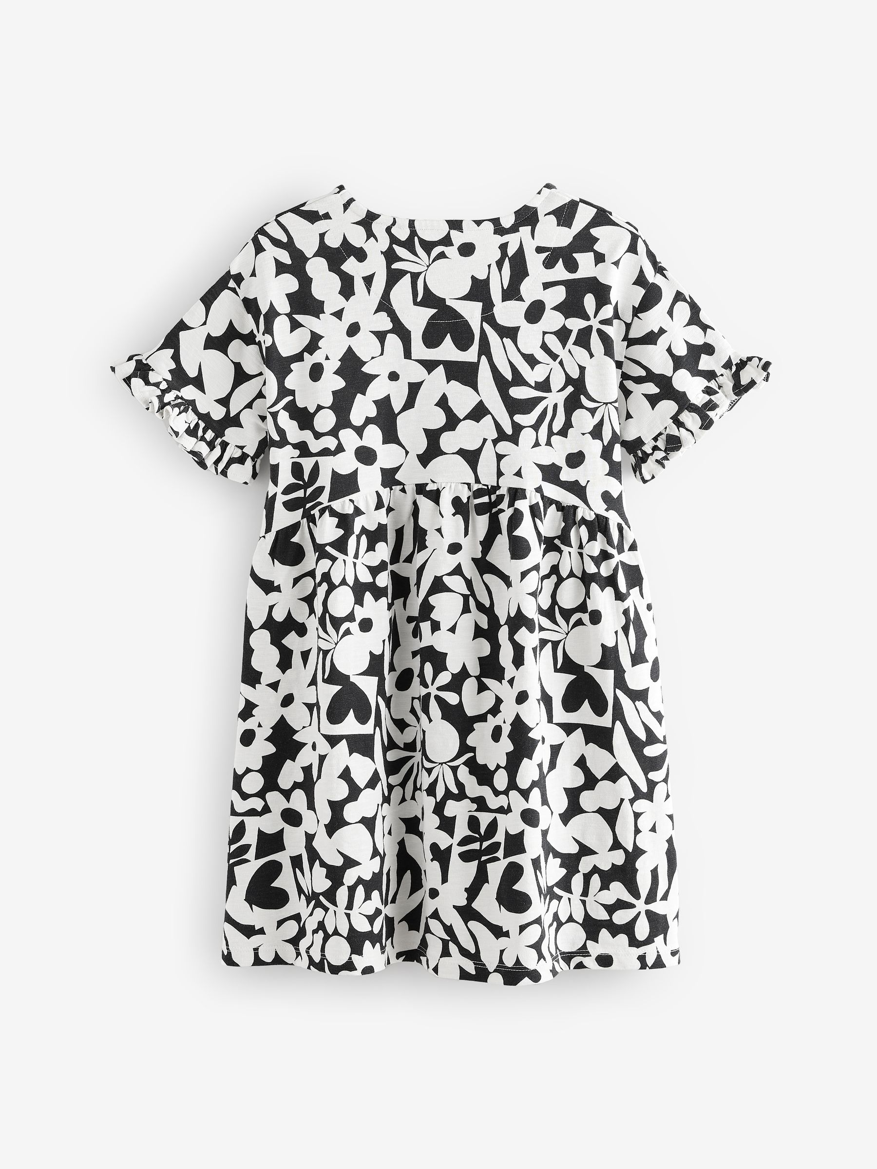 Buy Black/White Stampy Short Sleeve Jersey Summer Dress (3