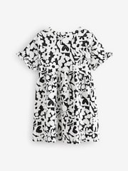 Black/White Stampy Short Sleeve Jersey Summer Dress (3-16yrs) - Image 6 of 8