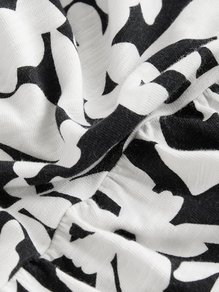 Black/White Stampy Short Sleeve Jersey Summer Dress (3-16yrs) - Image 7 of 8