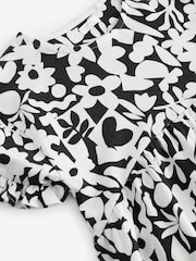 Black/White Stampy Short Sleeve Jersey Summer Dress (3-16yrs) - Image 8 of 8
