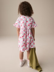 Pink/Blue Cherry Gingham Short Sleeve Jersey Summer Dress (3-16yrs) - Image 4 of 9