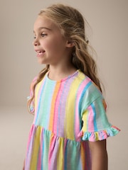 Rainbow Stripe Short Sleeve Jersey Summer Dress (3-16yrs) - Image 2 of 7