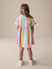 Rainbow Stripe Short Sleeve Jersey Summer Dress (3-16yrs) - Image 3 of 7