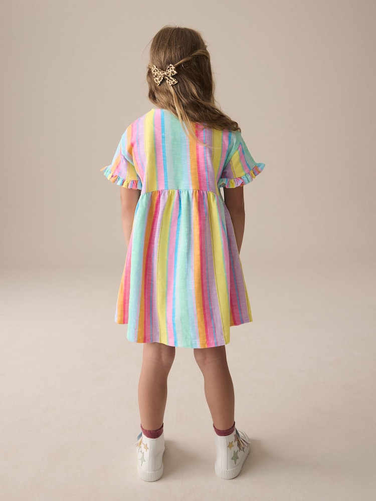 Rainbow Stripe Short Sleeve Jersey Summer Dress (3-16yrs) - Image 3 of 7