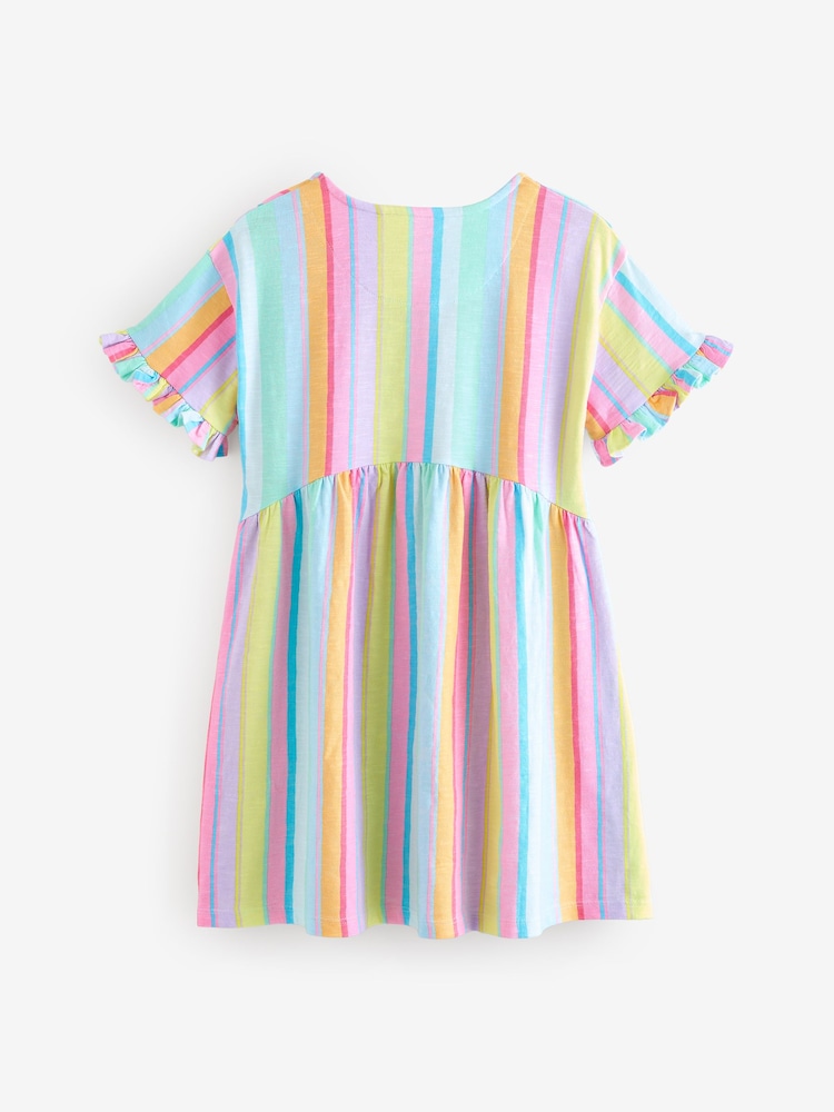 Rainbow Stripe Short Sleeve Jersey Summer Dress (3-16yrs) - Image 5 of 7