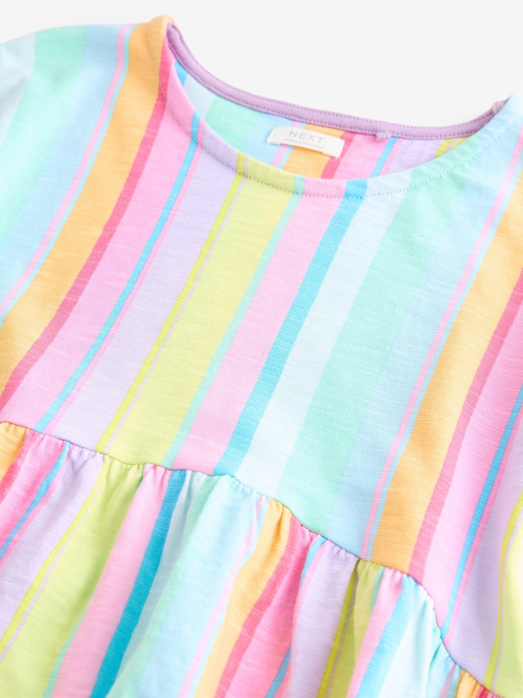 Rainbow Stripe Short Sleeve Jersey Summer Dress (3-16yrs) - Image 7 of 7 Rainbow Stripe Short Sleeve Jersey Summer Dress (3-16yrs) - Image 7 of 7