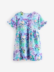 Blue Graffiti Print Short Sleeve Jersey Summer Dress (3-16yrs) - Image 4 of 6
