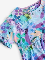 Blue Graffiti Print Short Sleeve Jersey Summer Dress (3-16yrs) - Image 6 of 6