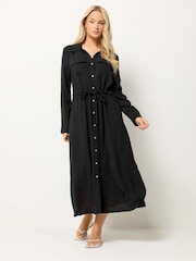 M&Co Black Long Sleeve Utility Shirt Dress - Image 1 of 6