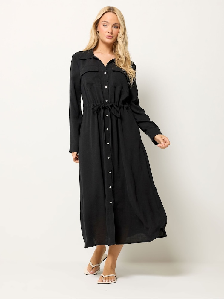 M&Co Black Long Sleeve Utility Shirt Dress - Image 1 of 6