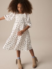 Ecru Ditsy Flower Tiered Broderie Summer Dress (3-16yrs) - Image 2 of 9
