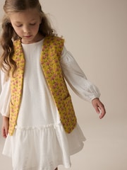 Yellow/White Long Sleeve Dress and Gilet Set (3-16yrs) - Image 1 of 8