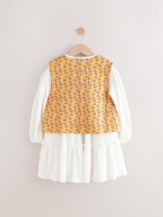 Yellow/White Long Sleeve Dress and Gilet Set (3-16yrs) - Image 5 of 8