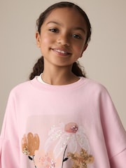 Pink Flower Graphic Jumper Dress (3-16yrs) - Image 4 of 8