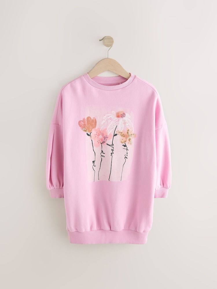 Roze bloemenprint - Trui-jurk (3-16 jr) - Image 5 of 8