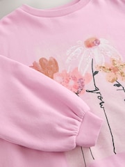 Pink Flower Graphic Jumper Dress (3-16yrs) - Image 8 of 8