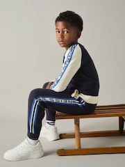 Reiss Navy/Blue Kelvin Logo Jacquard Joggers with Wool - Image 1 of 4