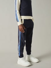 Reiss Navy/Blue Kelvin Logo Jacquard Joggers with Wool - Image 3 of 4