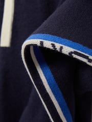 Reiss Navy/Blue Kelvin Logo Jacquard Joggers with Wool - Image 4 of 4