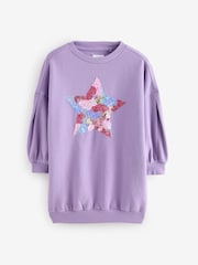 Lilac Purple Sequin Star Jumper Dress (3-16yrs) - Image 5 of 8